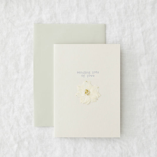 Sending Love Greeting Card with Pressed Flower