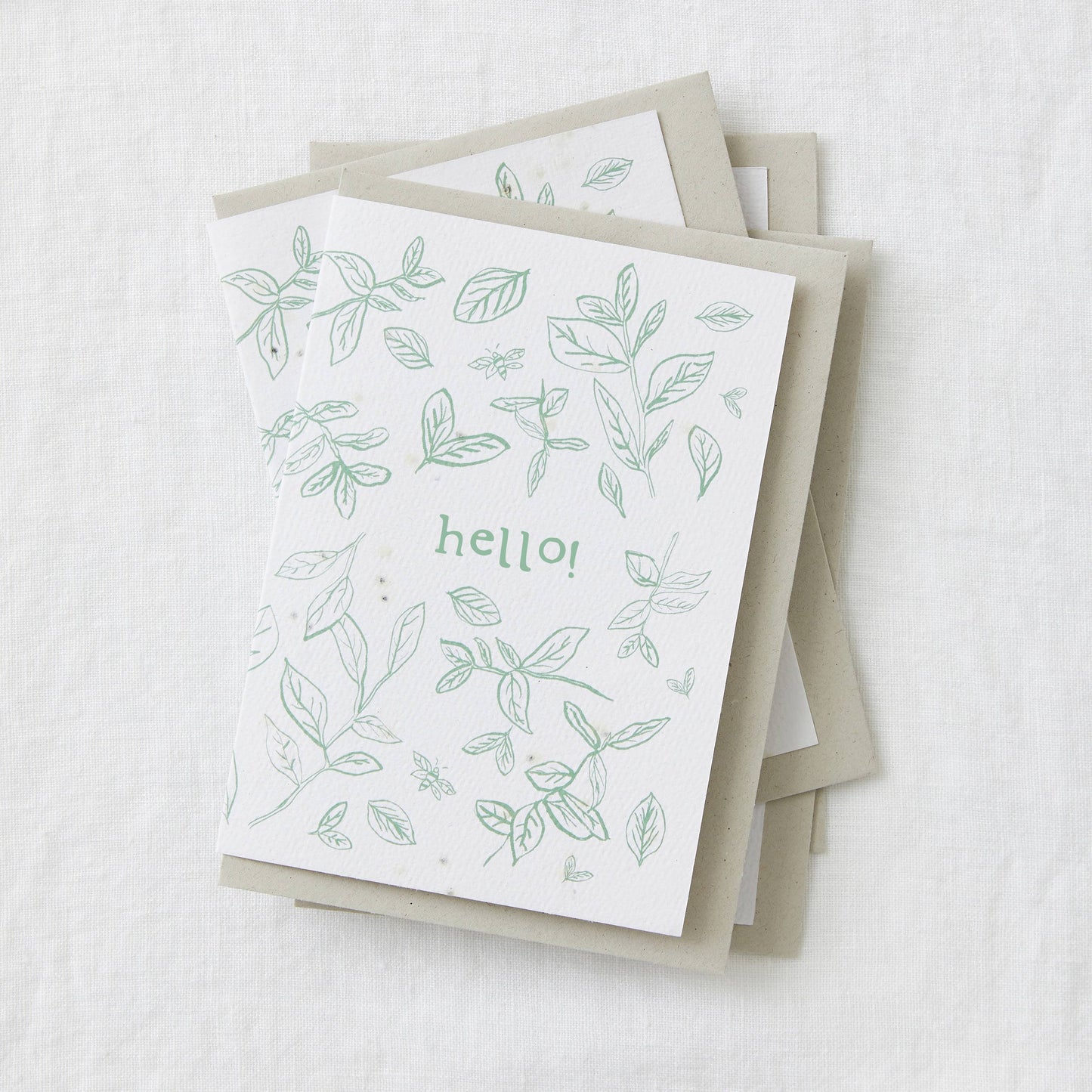 (Set of 4) Hello! Basil Seeded Cards