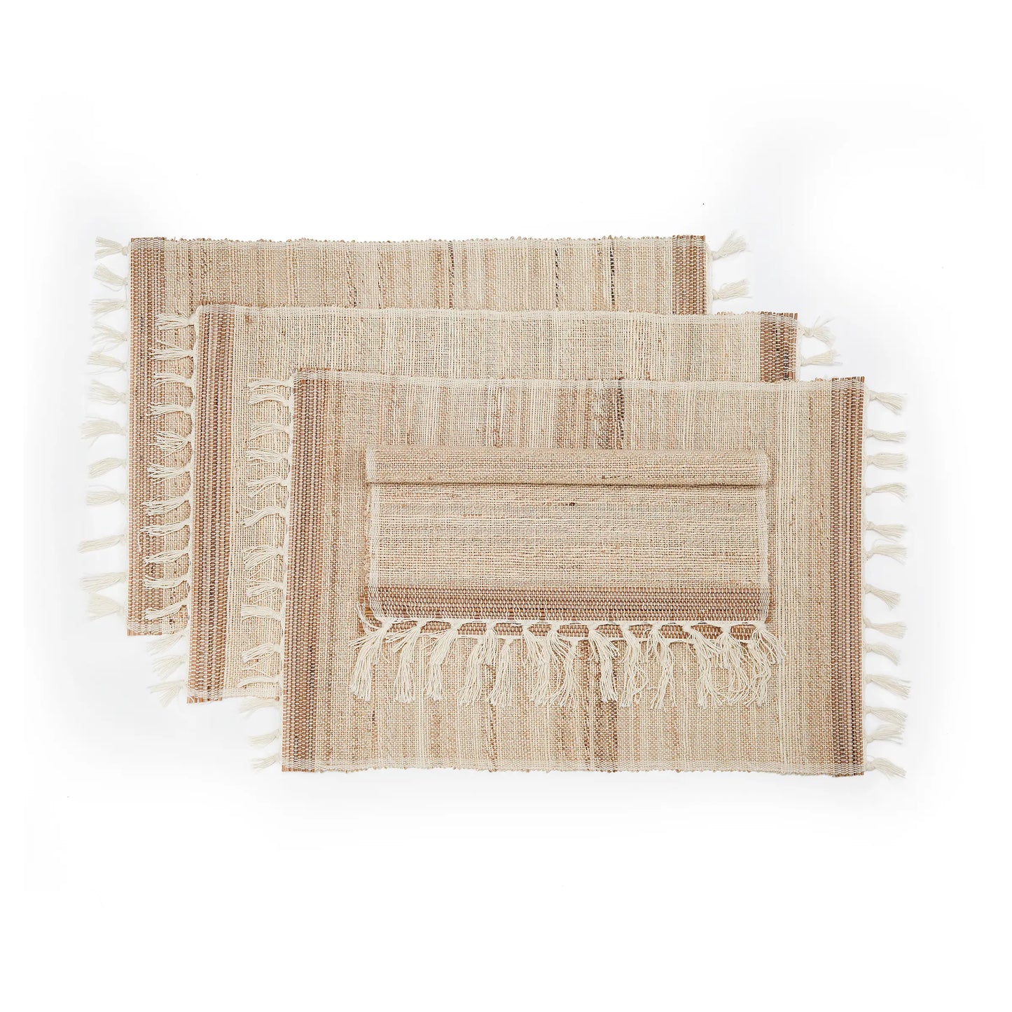 Fringed Biscotti Placemat (set of 4), Banana Fiber