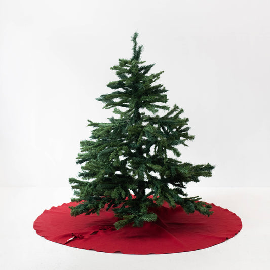 Red Linen Christmas Tree Skirt