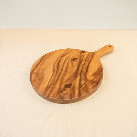 Round Acacia Wood Cheese Board with Handle