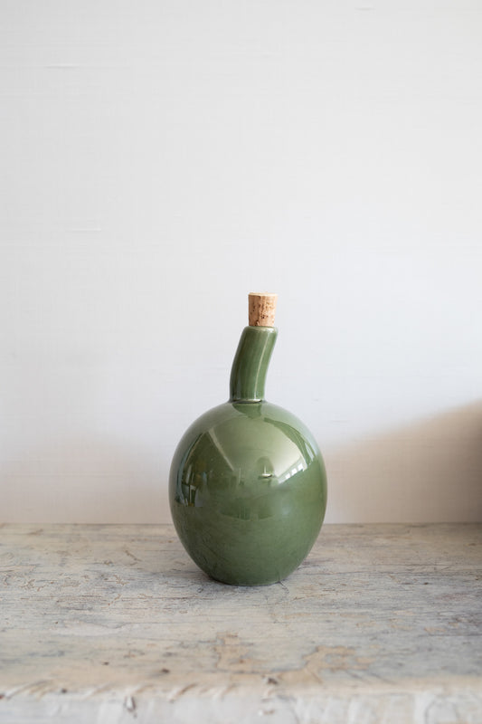 Zitouna Green Stoneware Olive Oil Bottle