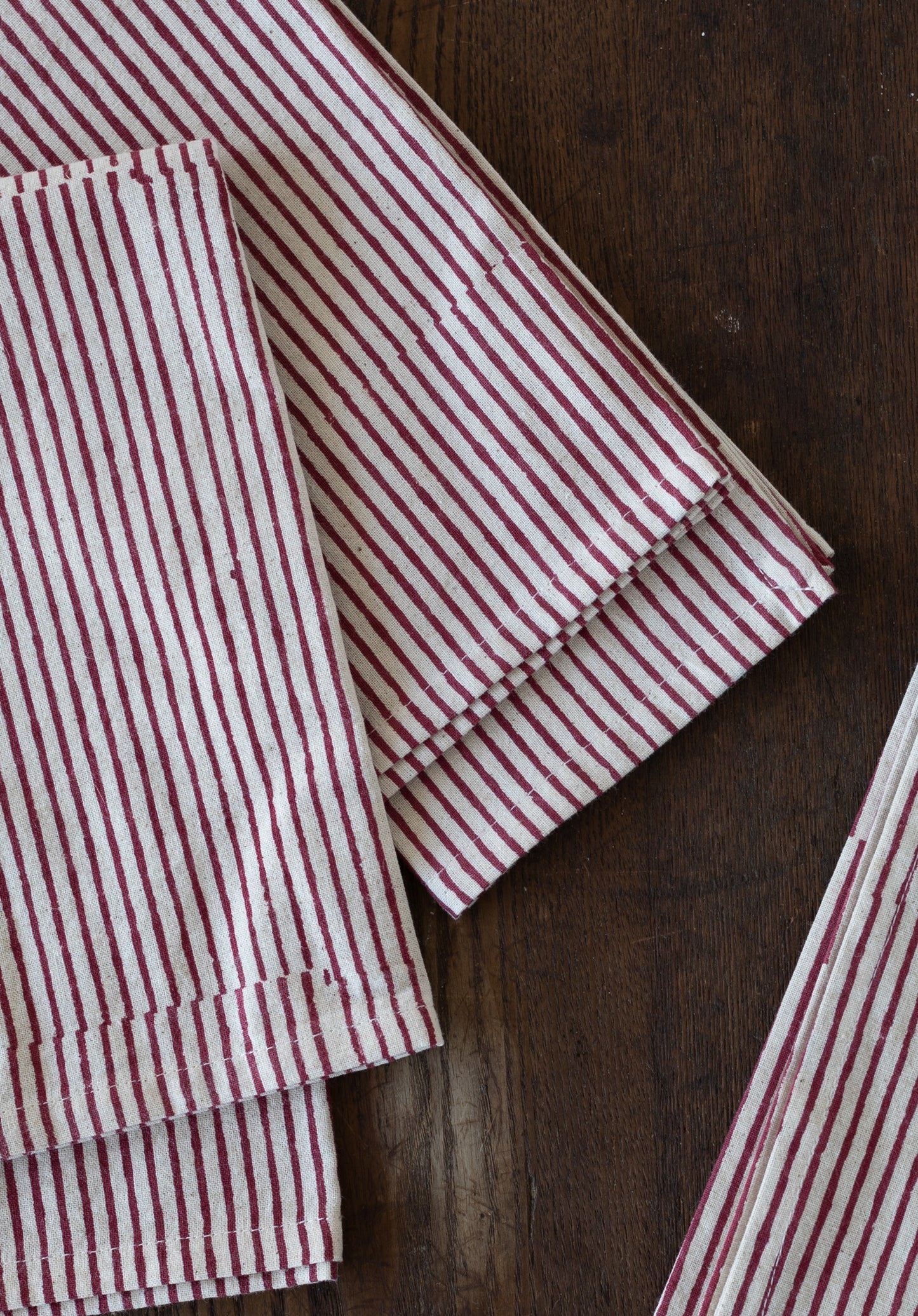 Hibiscus Red Striped Napkin Set of 4
