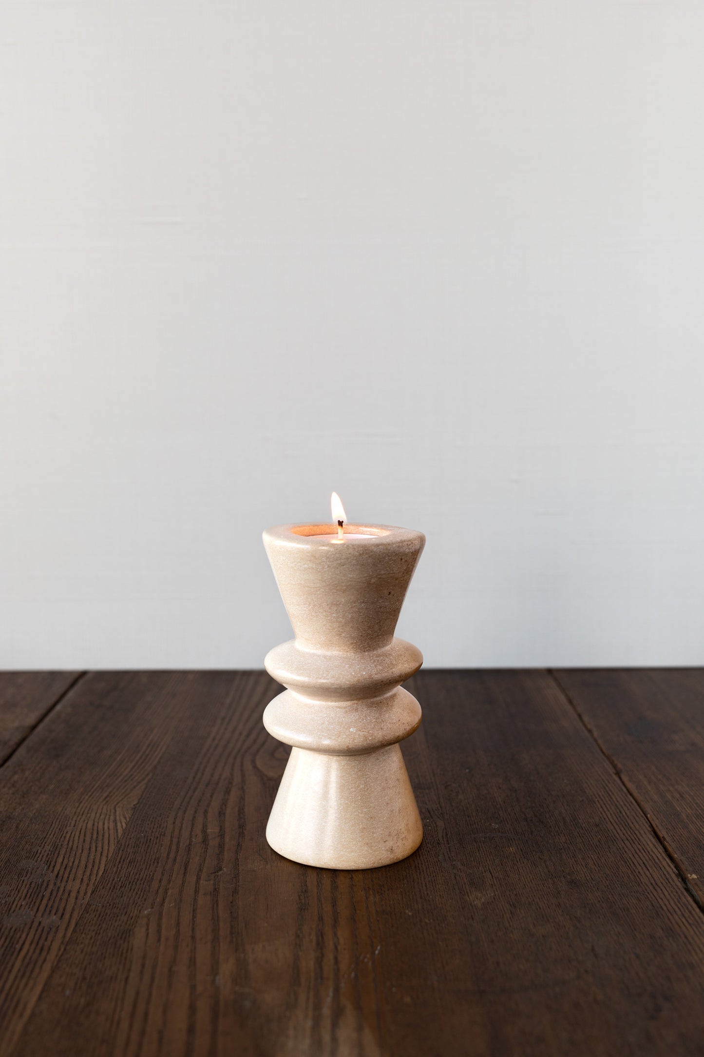 Pink Soapstone Tea Light / Taper Candle Holder