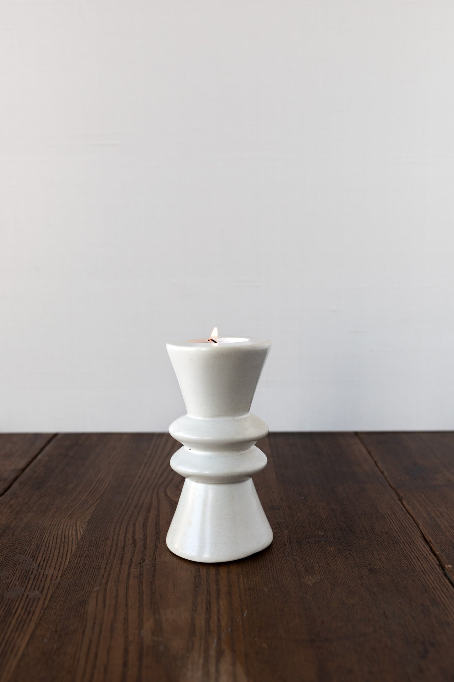 White Soapstone Tea Light / Taper Candle Holder